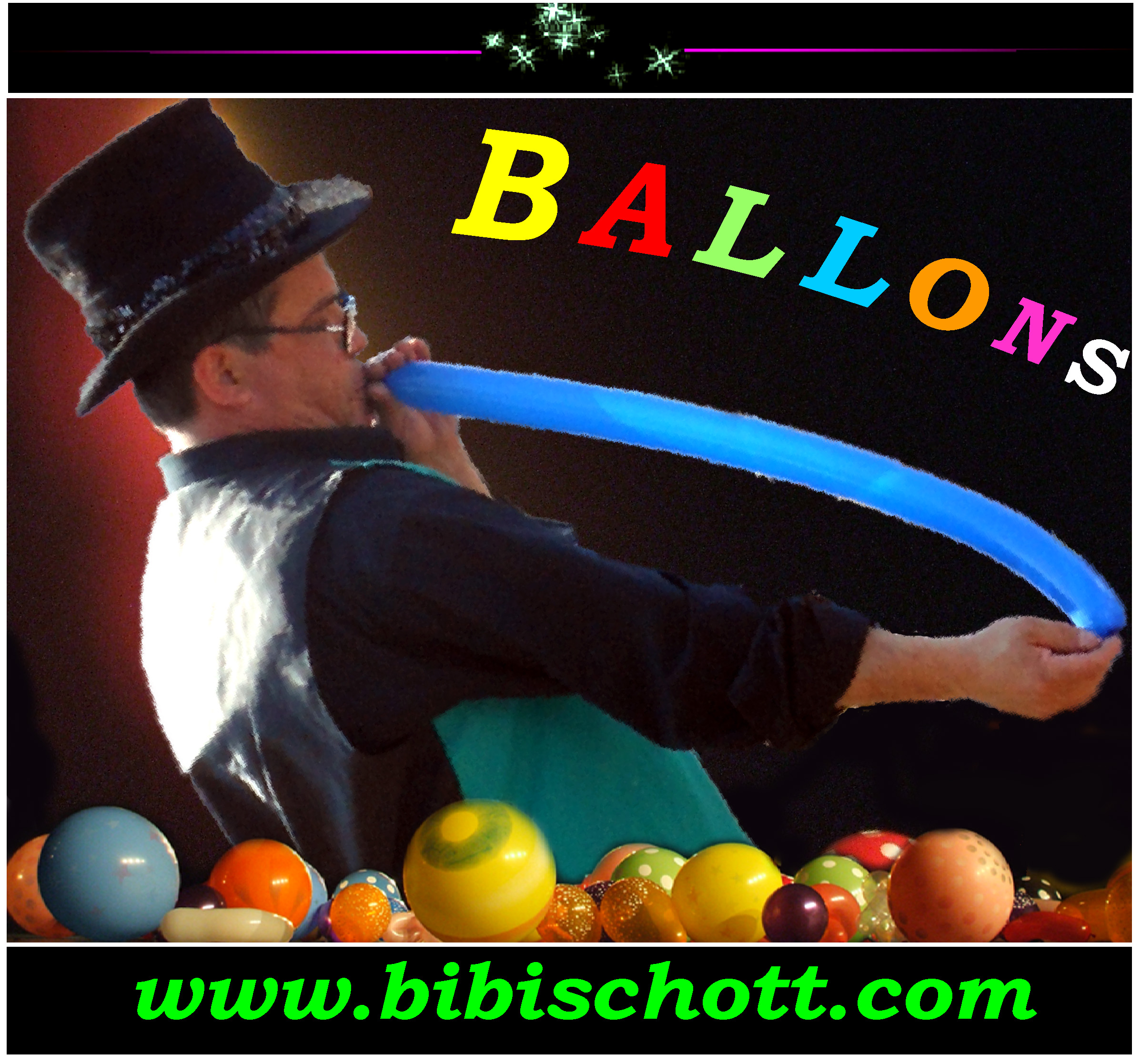 Sculpteur sur ballons Bibi schott le magicien des couleurs avec ses ballons transformer en chien , chat, fleurs et autres . une attraction pour toute la famille