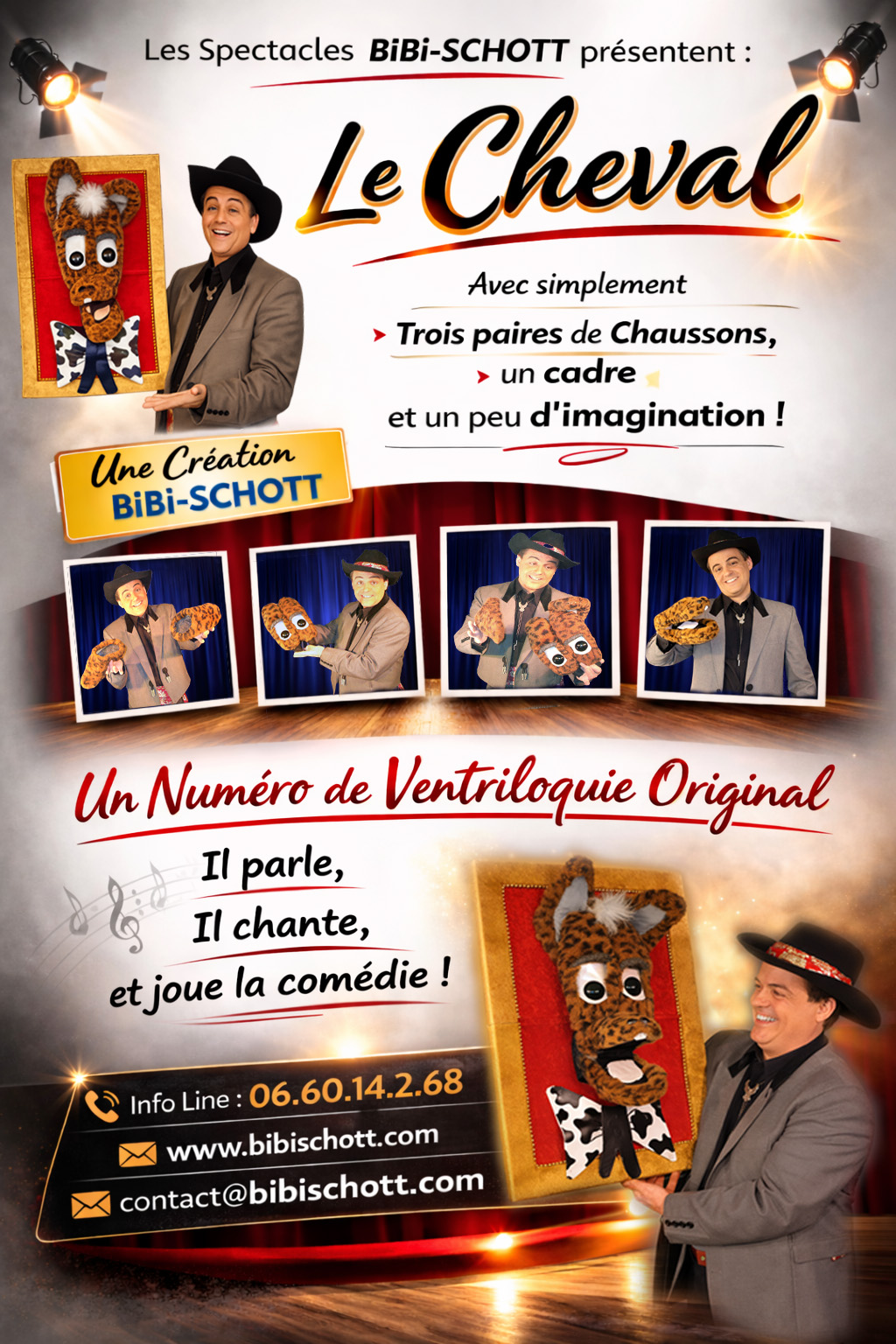 cheval, ventriloque pour enfants, ventriloquie, magicien pour enfants, cabaret, bibi schott, clown, arbre de Noël, 