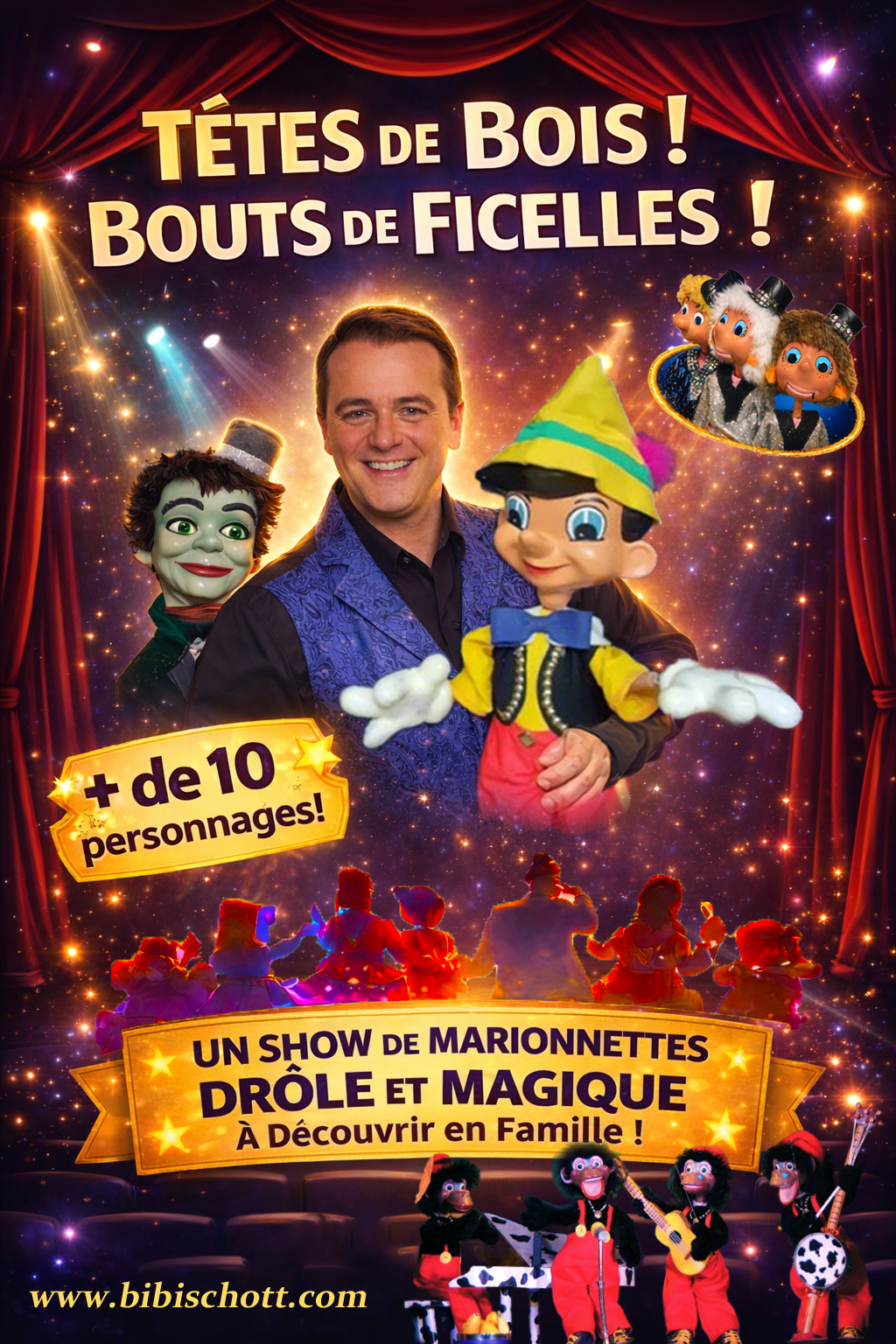 automate de Bibi Schott est une poupée de ventriloquie présenté par un artiste de grand talent 
pour toute la famille , magicien , ventriloque, transformiste, clown,
